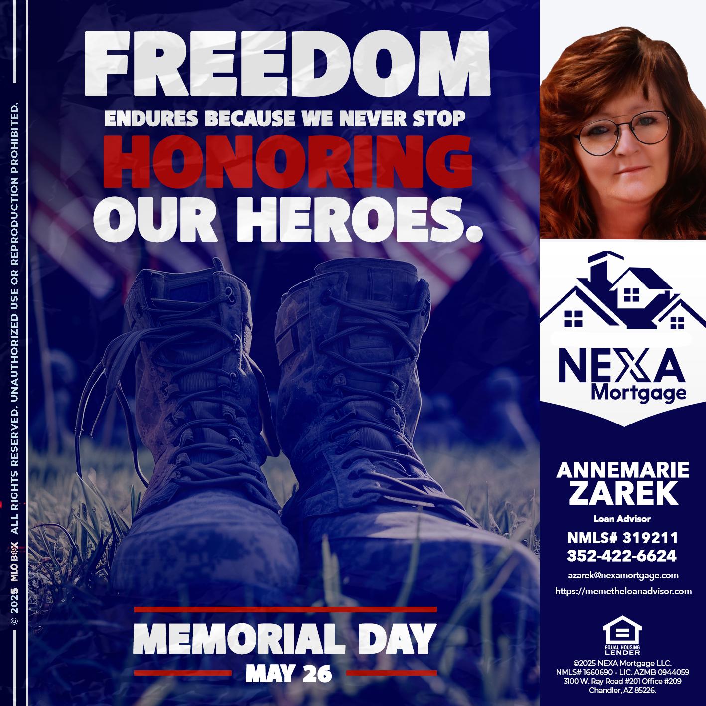 Memorial Day - AnneMarie Zarek -Mortgage Loan Originator