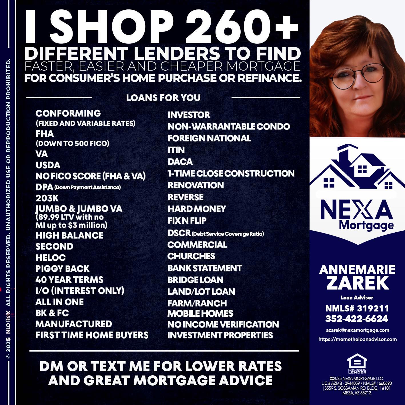 I SHOP +260 - AnneMarie Zarek -Mortgage Loan Originator