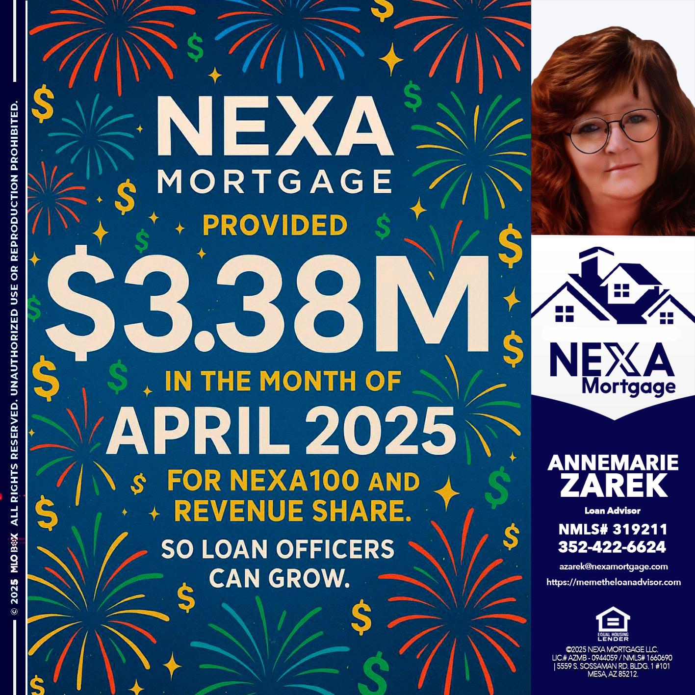 $3.38M - AnneMarie Zarek -Mortgage Loan Originator