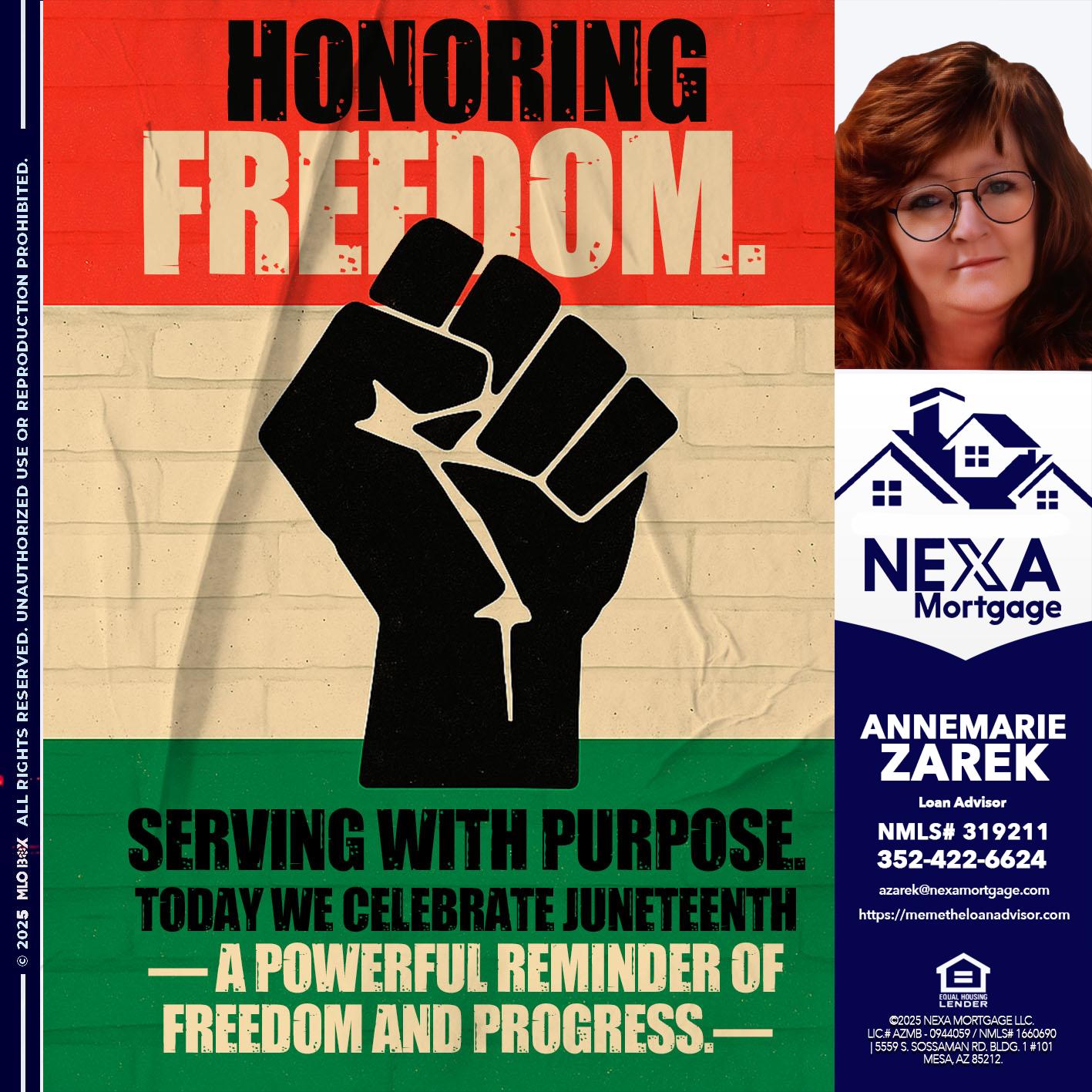 HONORING FREEDOM - AnneMarie Zarek -Mortgage Loan Originator