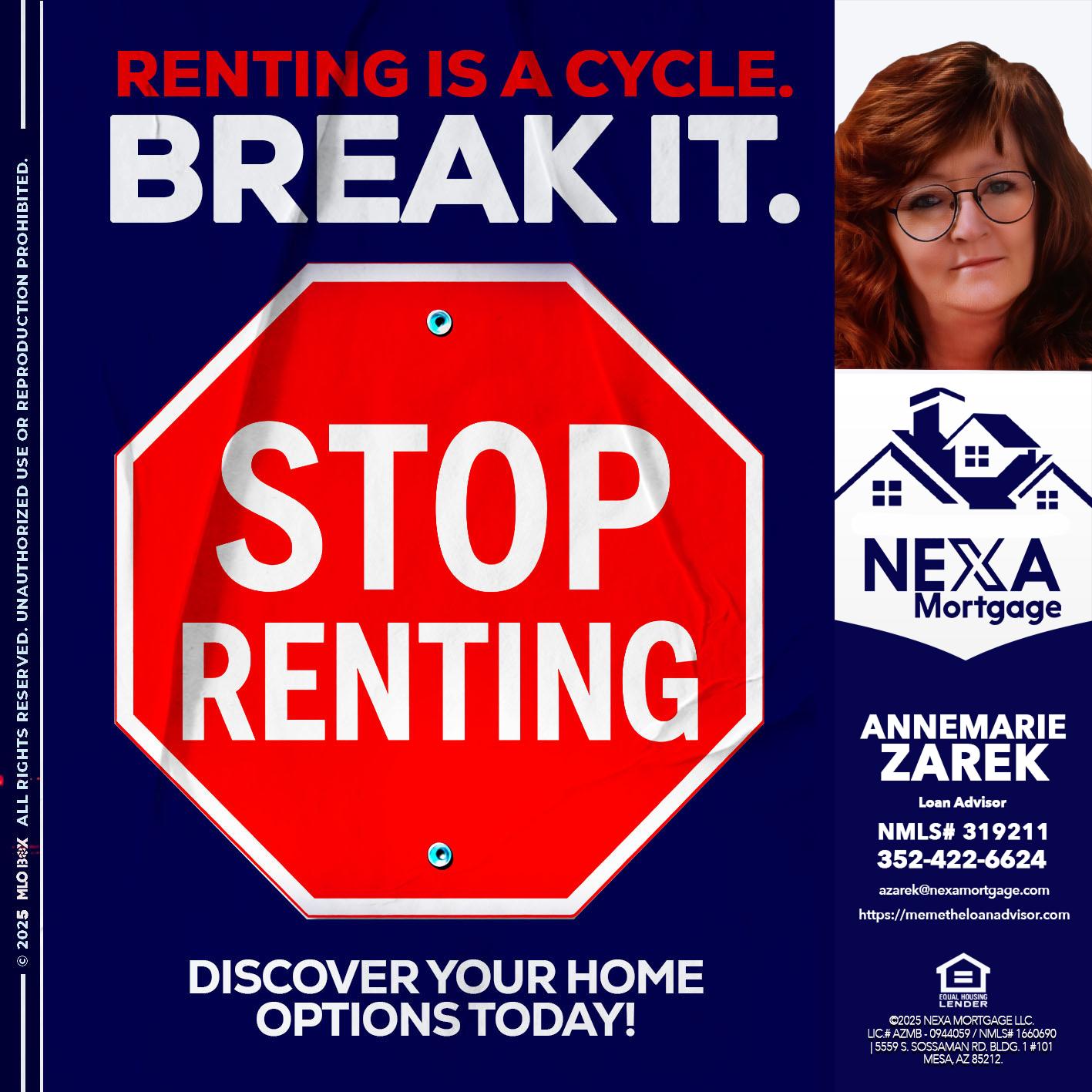STOP RENTING - AnneMarie Zarek -Mortgage Loan Originator