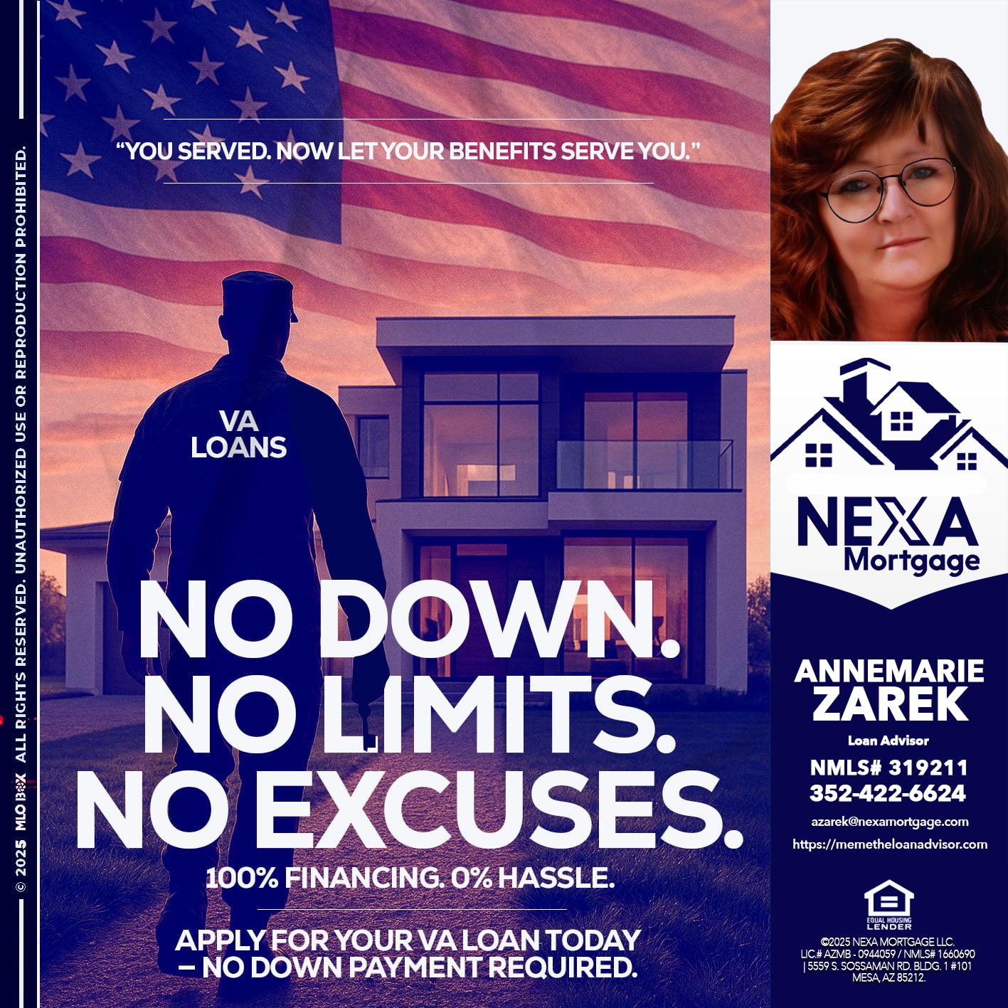 NO DOWN. NO LIMIT. - AnneMarie Zarek -Mortgage Loan Originator