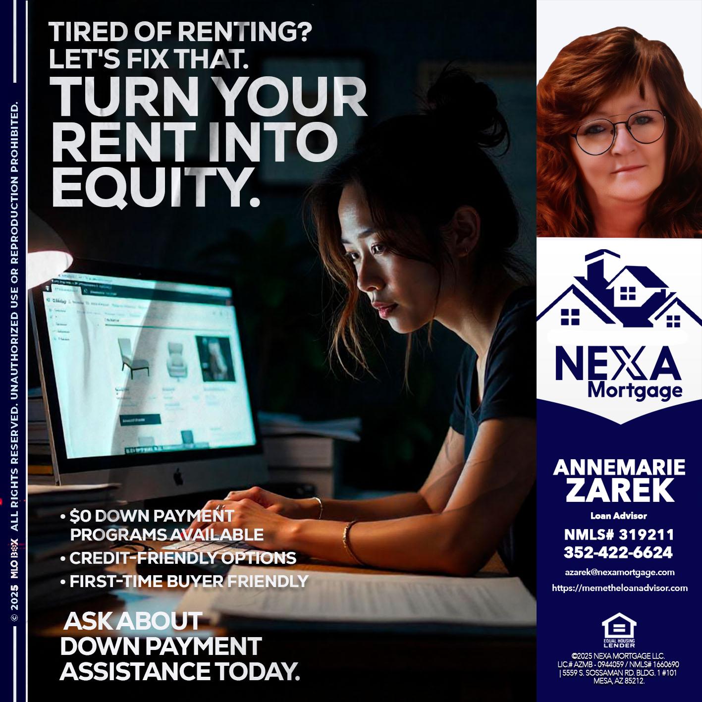 tired of renting? - AnneMarie Zarek -Mortgage Loan Originator