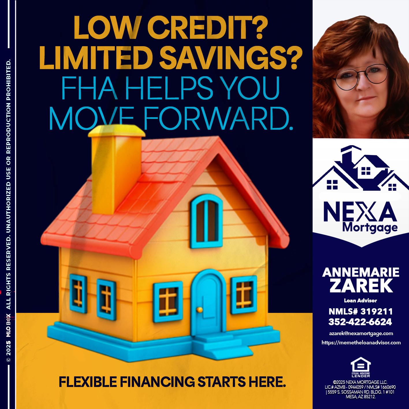 LOW CREDIT? - AnneMarie Zarek -Mortgage Loan Originator