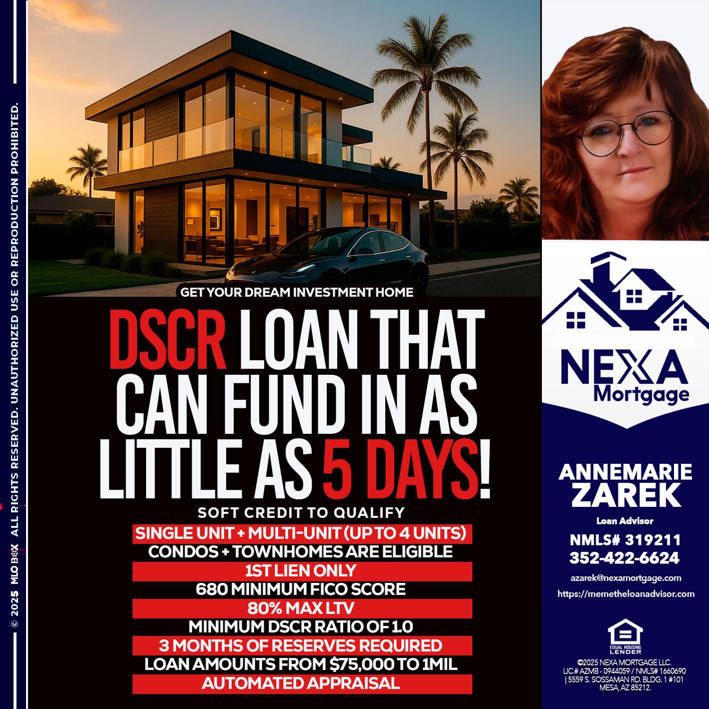 DSCR LOAN - AnneMarie Zarek -Mortgage Loan Originator