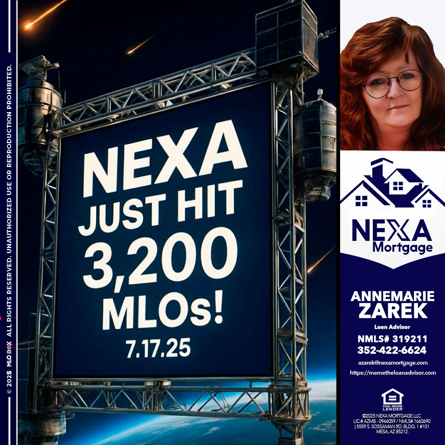 NEXA JUST HIT 3,200 - AnneMarie Zarek -Mortgage Loan Originator
