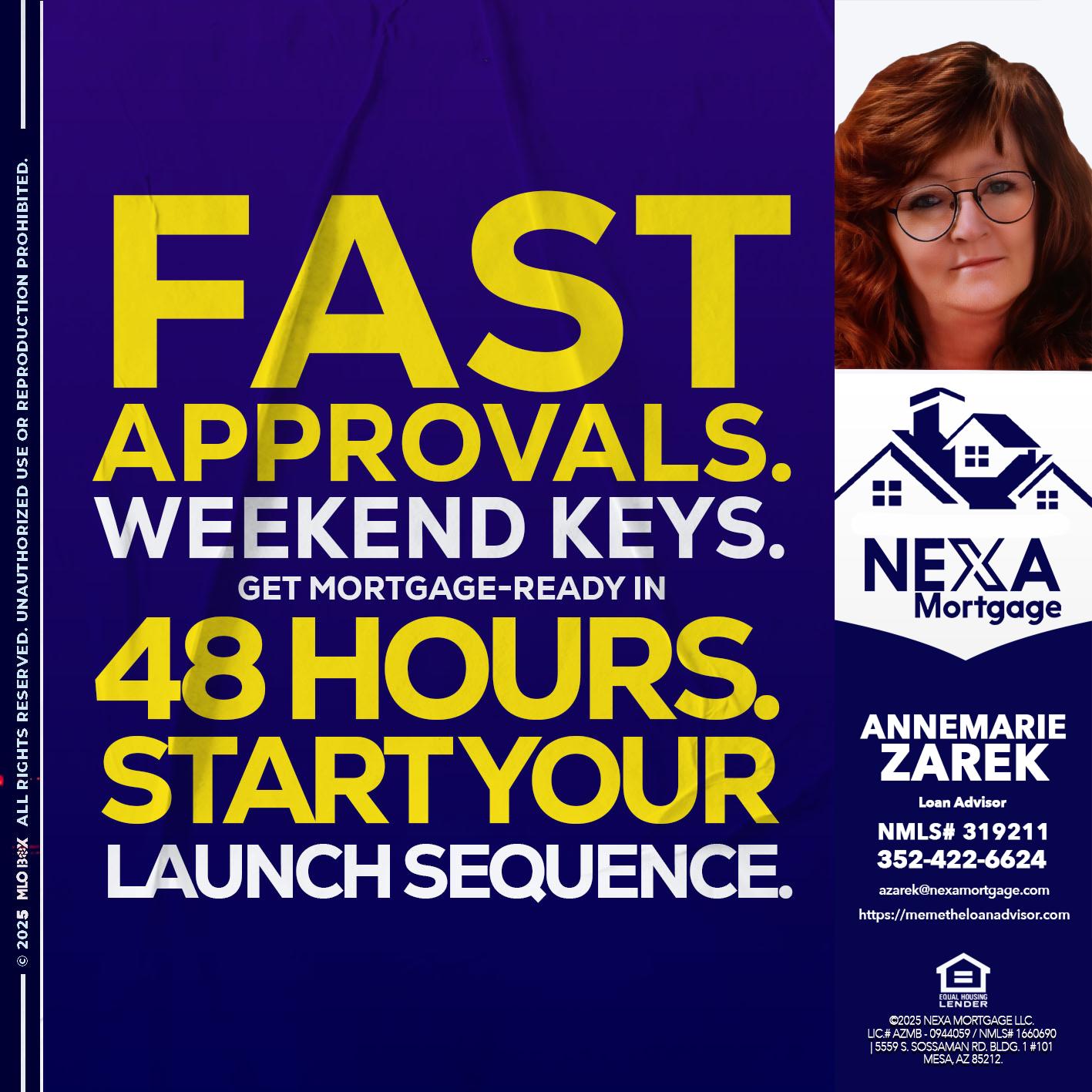 FAST APPROVALS - AnneMarie Zarek -Mortgage Loan Originator