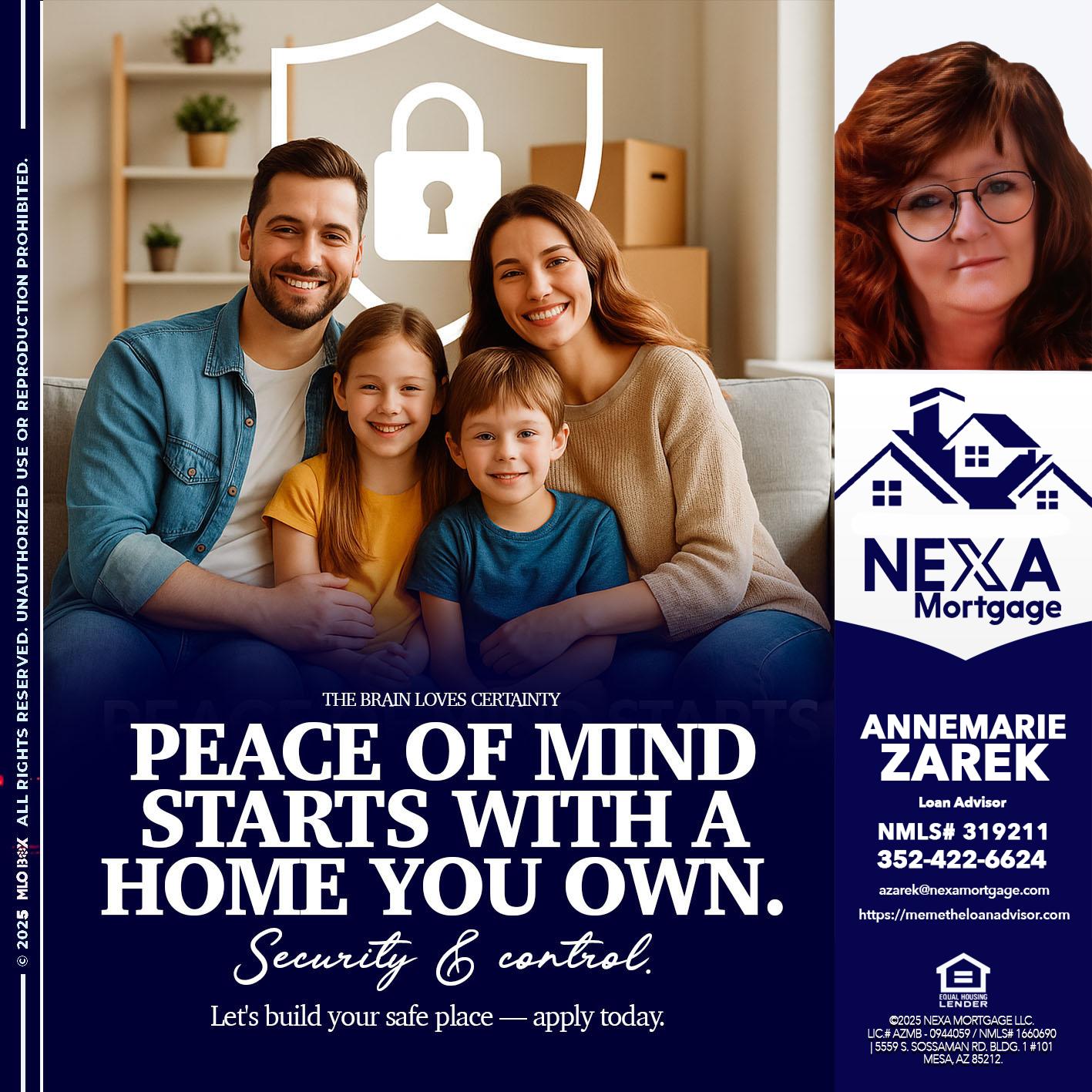 peace of mind - AnneMarie Zarek -Mortgage Loan Originator
