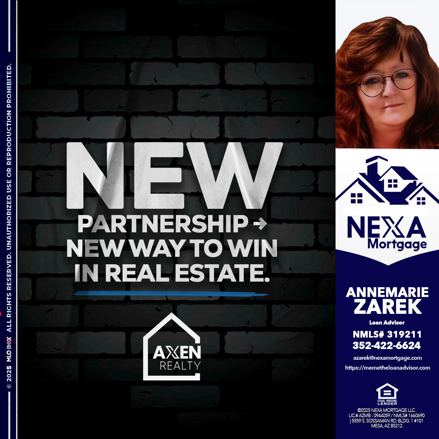 new partnership - AnneMarie Zarek -Mortgage Loan Originator
