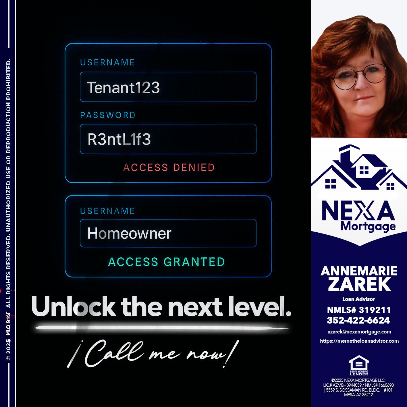 UNLOCK THE NEXT LEVEL - AnneMarie Zarek -Mortgage Loan Originator