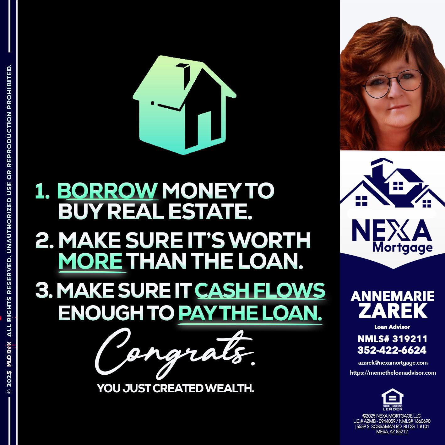 BORROW MONEY - AnneMarie Zarek -Mortgage Loan Originator