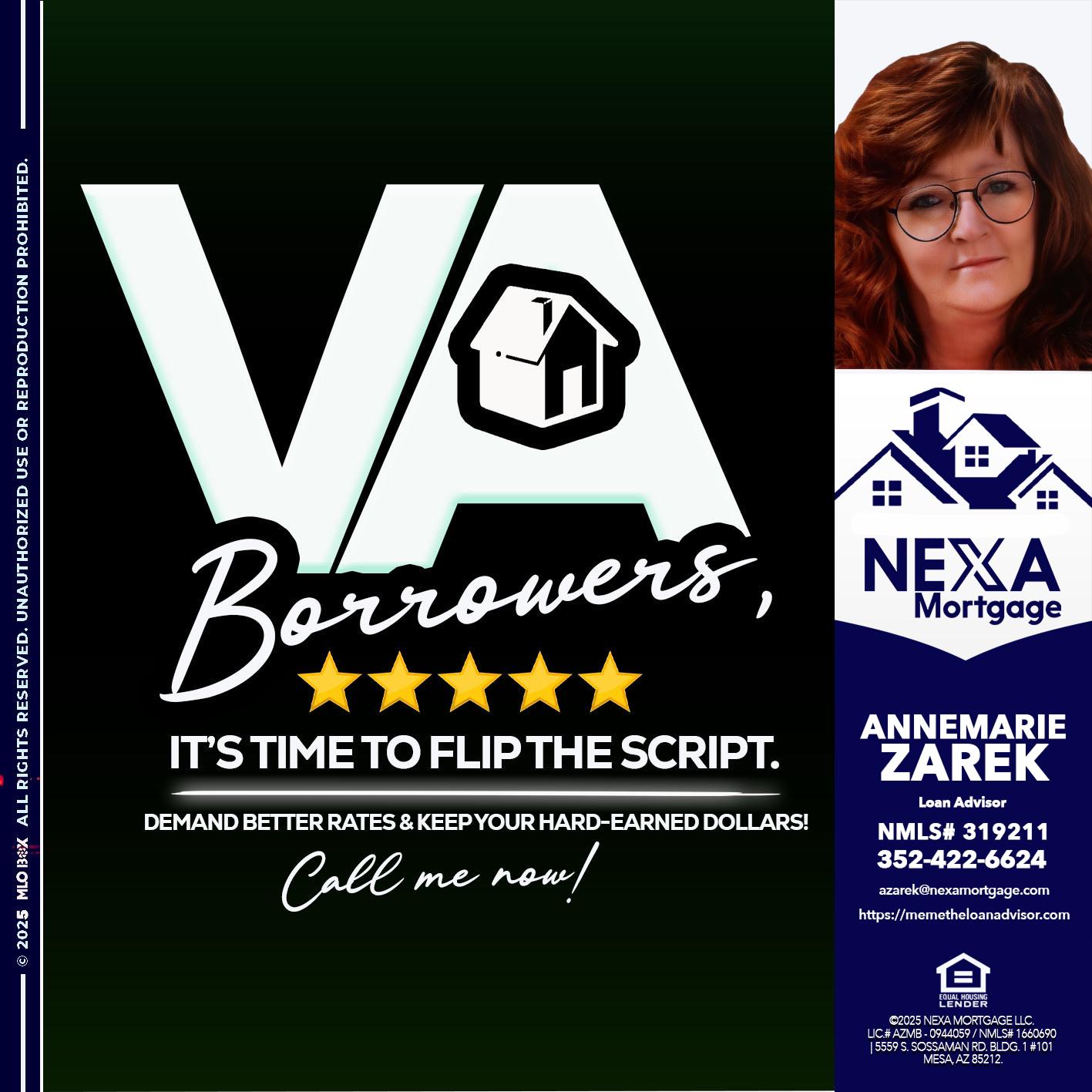 VA BORROWERS - AnneMarie Zarek -Mortgage Loan Originator