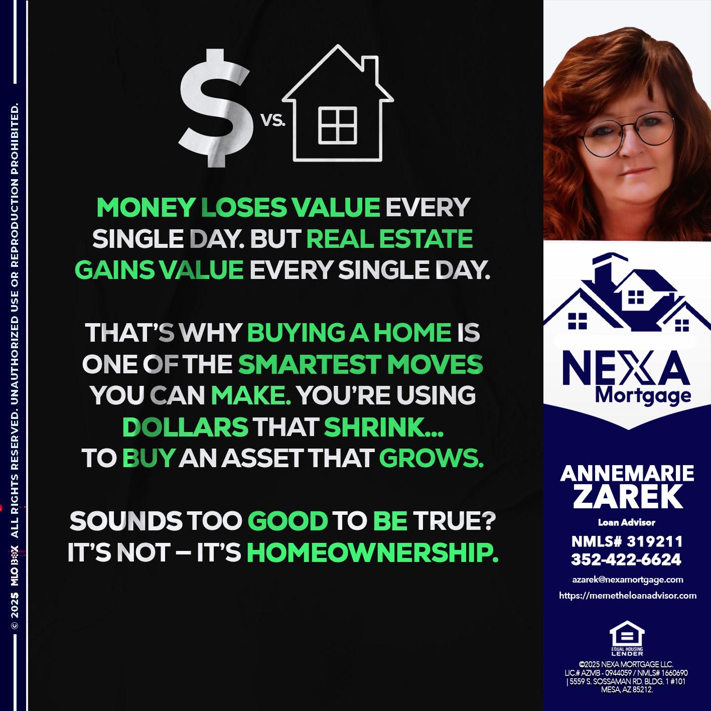 MONEY LOSES VALUE - AnneMarie Zarek -Mortgage Loan Originator