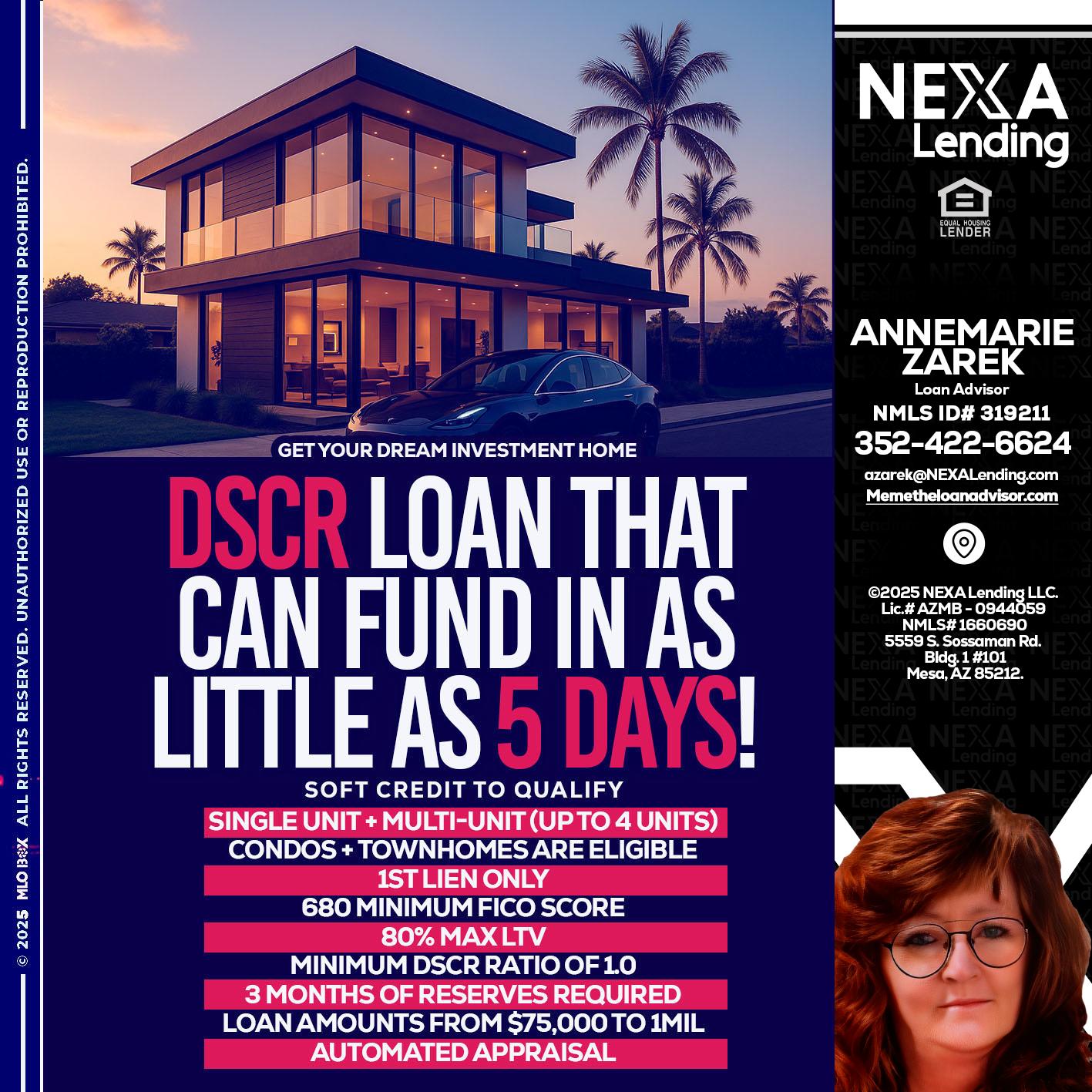 DSCR - AnneMarie Zarek -Mortgage Loan Originator