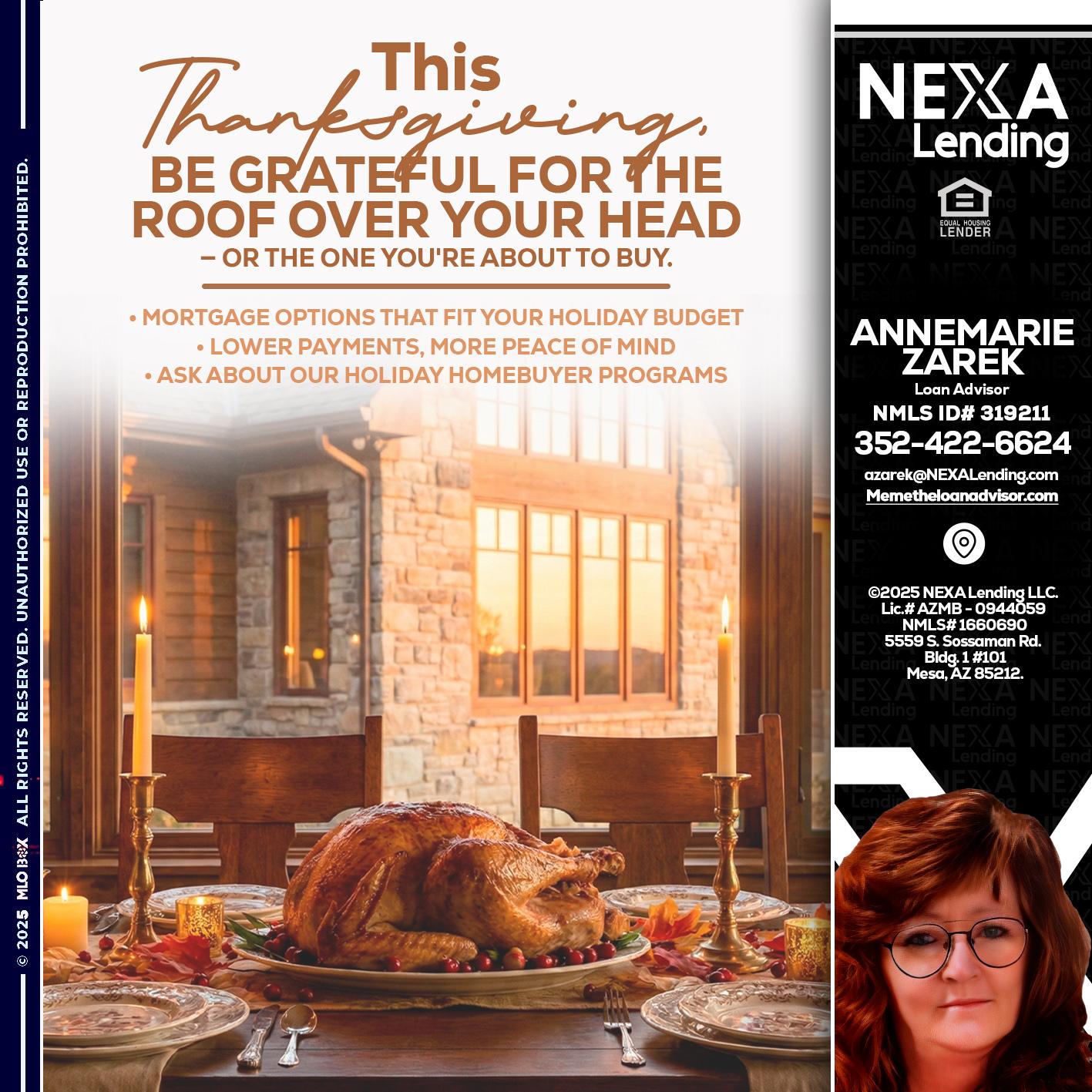 THIS THANKSGIVING - AnneMarie Zarek -Mortgage Loan Originator