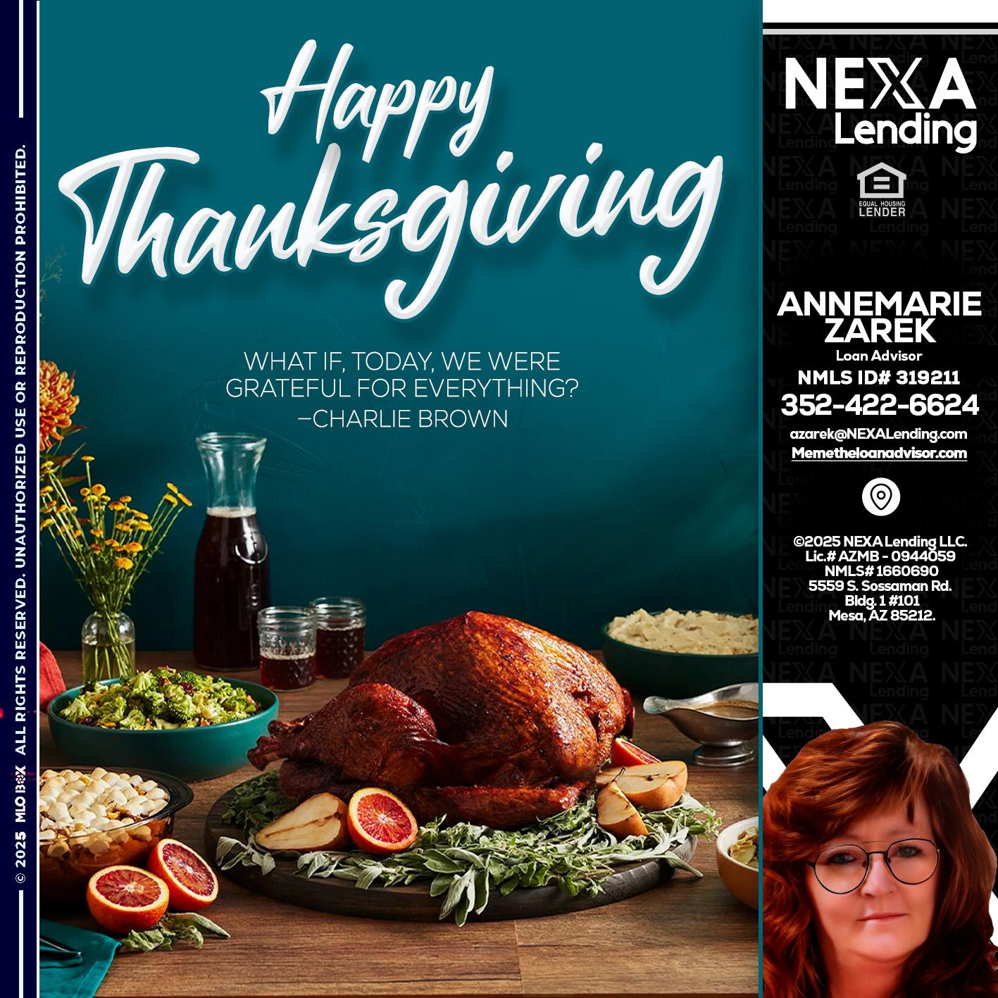 happy Thanksgiving - AnneMarie Zarek -Mortgage Loan Originator