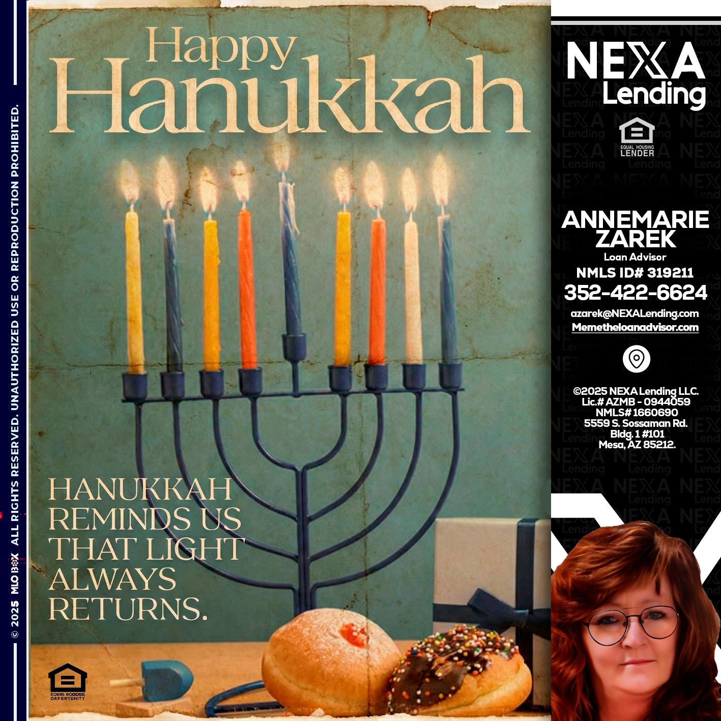 HAPPY HANUKKAH - AnneMarie Zarek -Mortgage Loan Originator