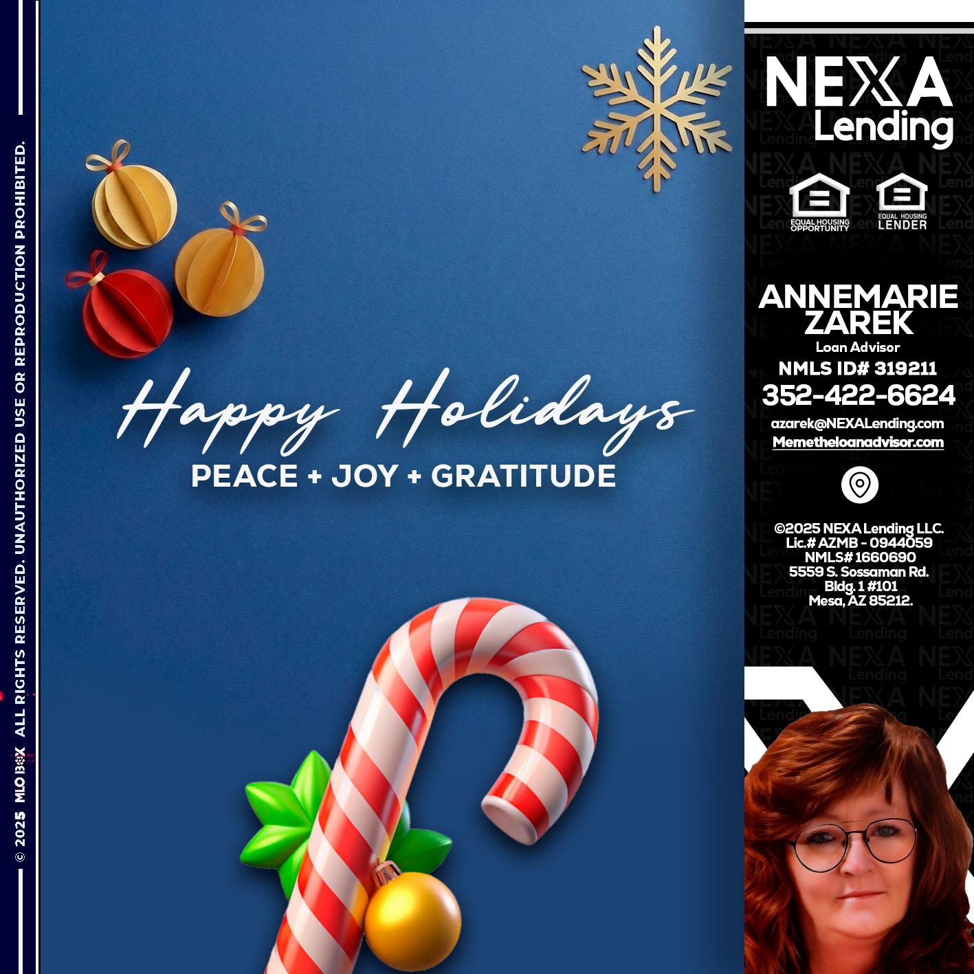 HAPPY HOLIDAYS - AnneMarie Zarek -Mortgage Loan Originator