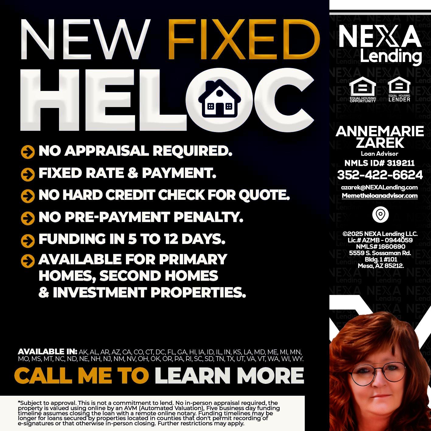 HELOC - AnneMarie Zarek -Mortgage Loan Originator