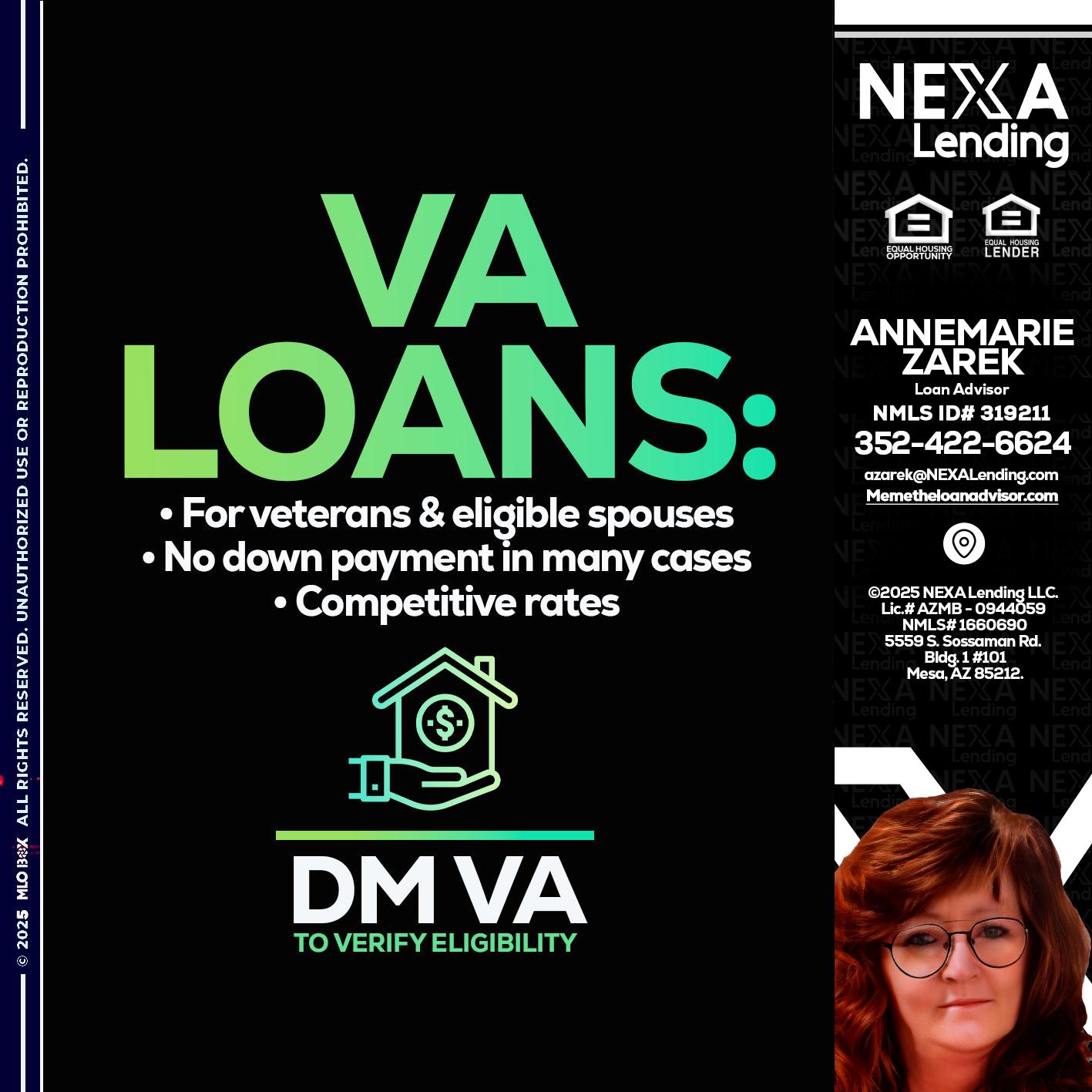 VA LOANS - AnneMarie Zarek -Mortgage Loan Originator