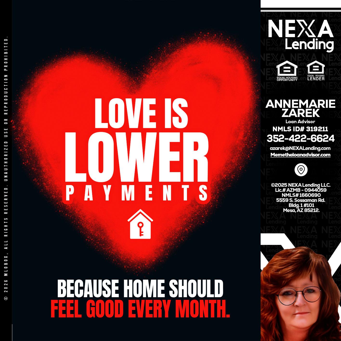 LOVE IS LOWER - AnneMarie Zarek -Mortgage Loan Originator