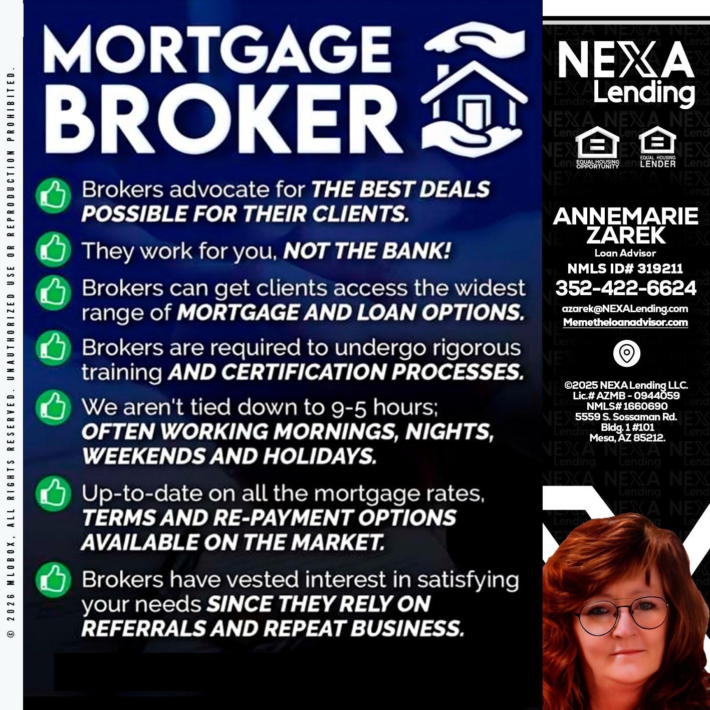 MORTGAGE BROKER - AnneMarie Zarek -Mortgage Loan Originator