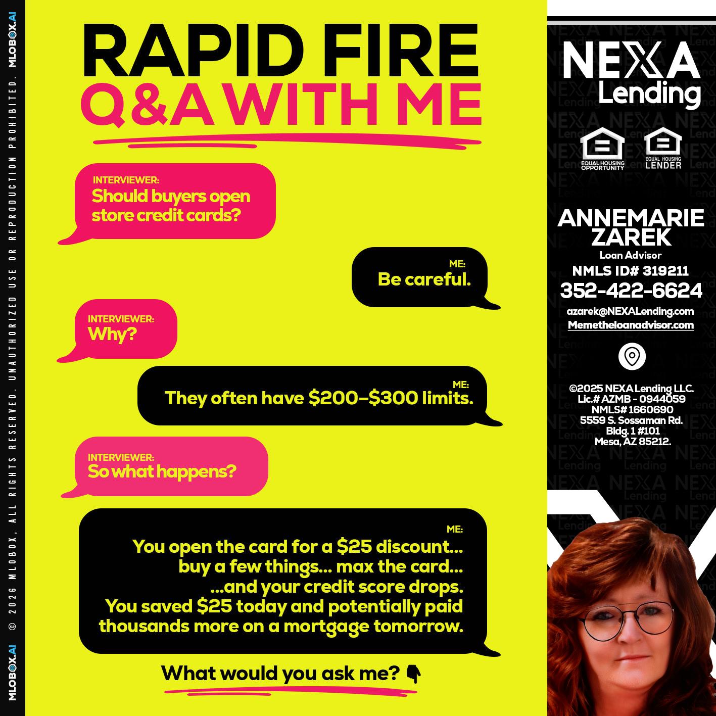 RAPID FIRE Q&A - AnneMarie Zarek -Mortgage Loan Originator