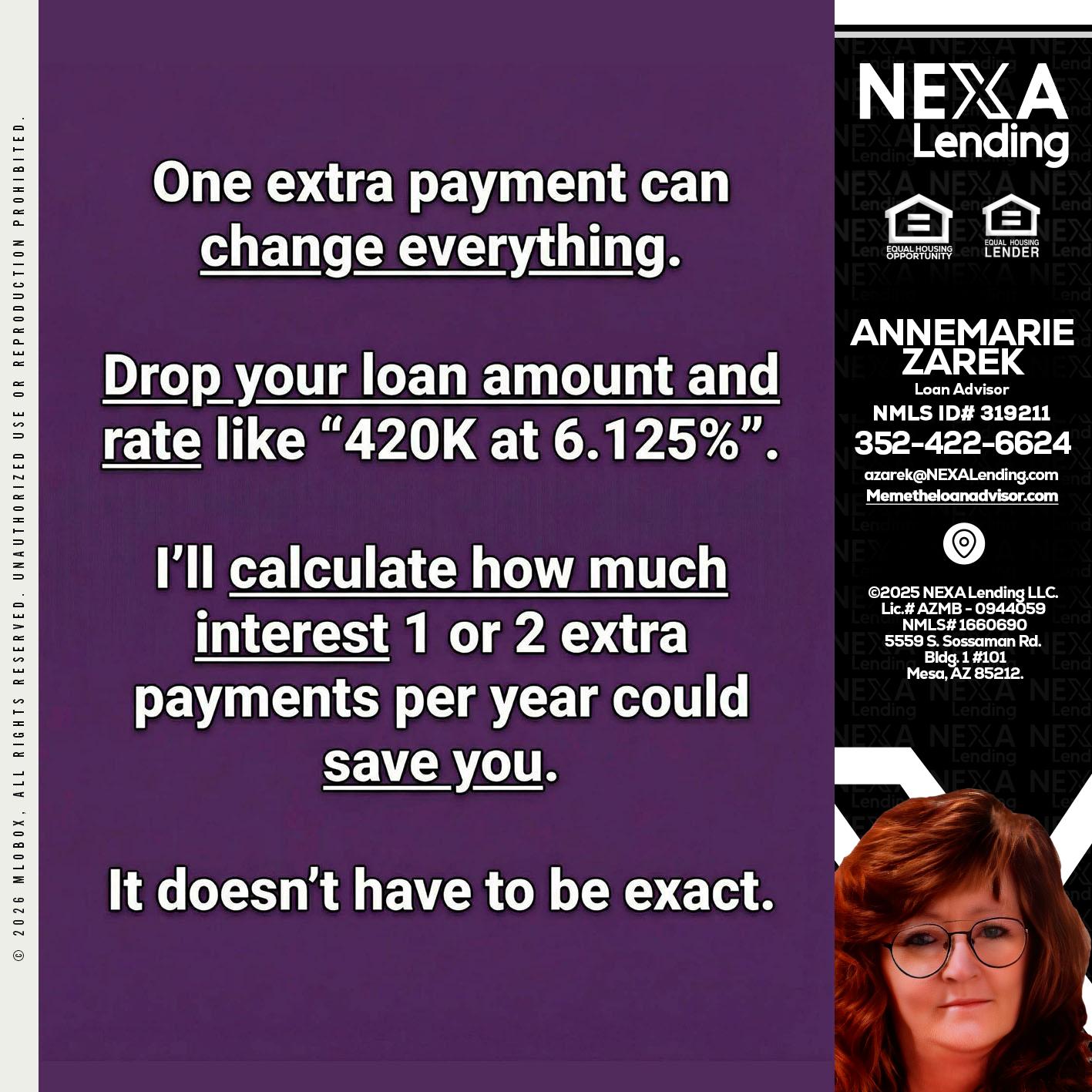 ONE EXTRA - AnneMarie Zarek -Mortgage Loan Originator