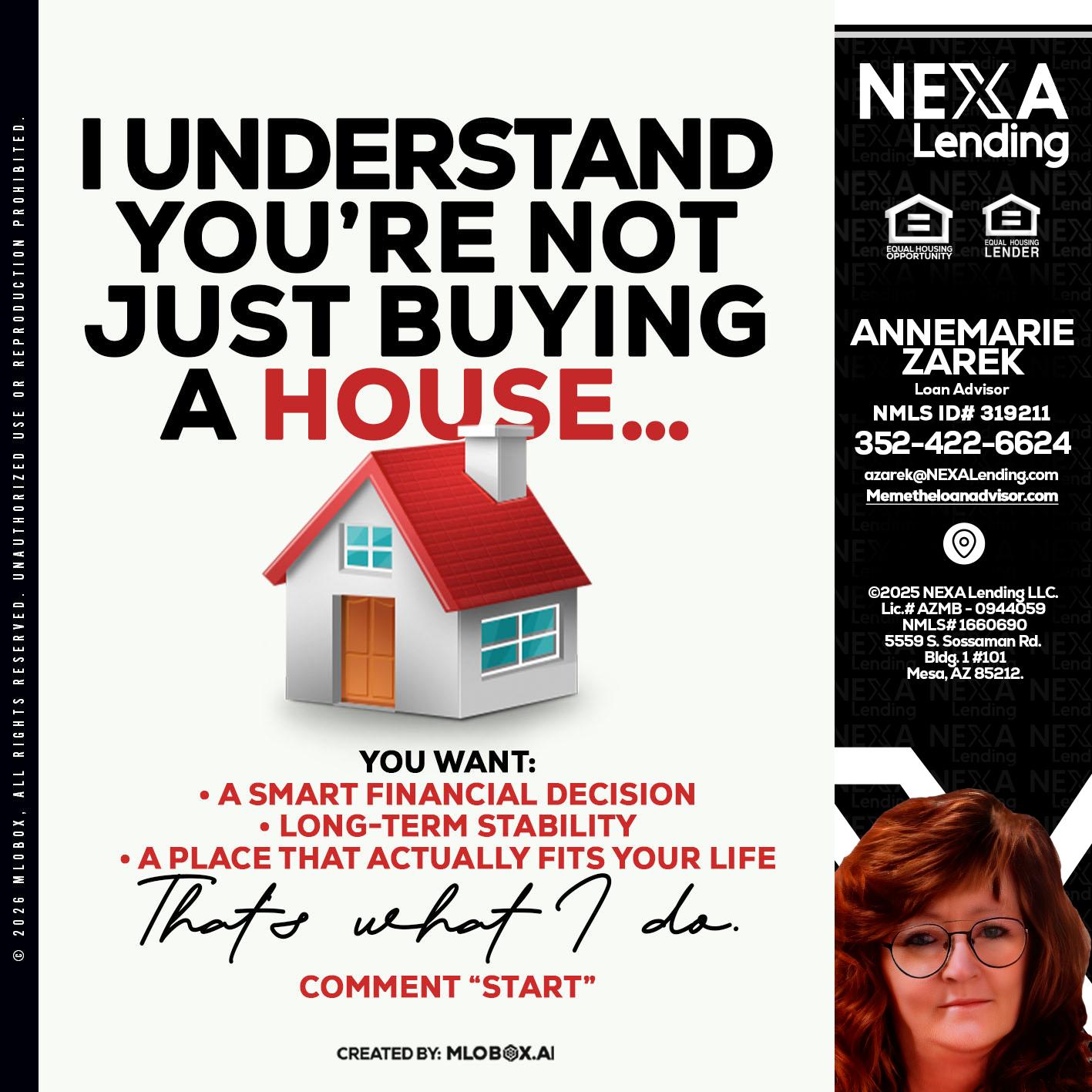 I UNDERSTAND - AnneMarie Zarek -Mortgage Loan Originator