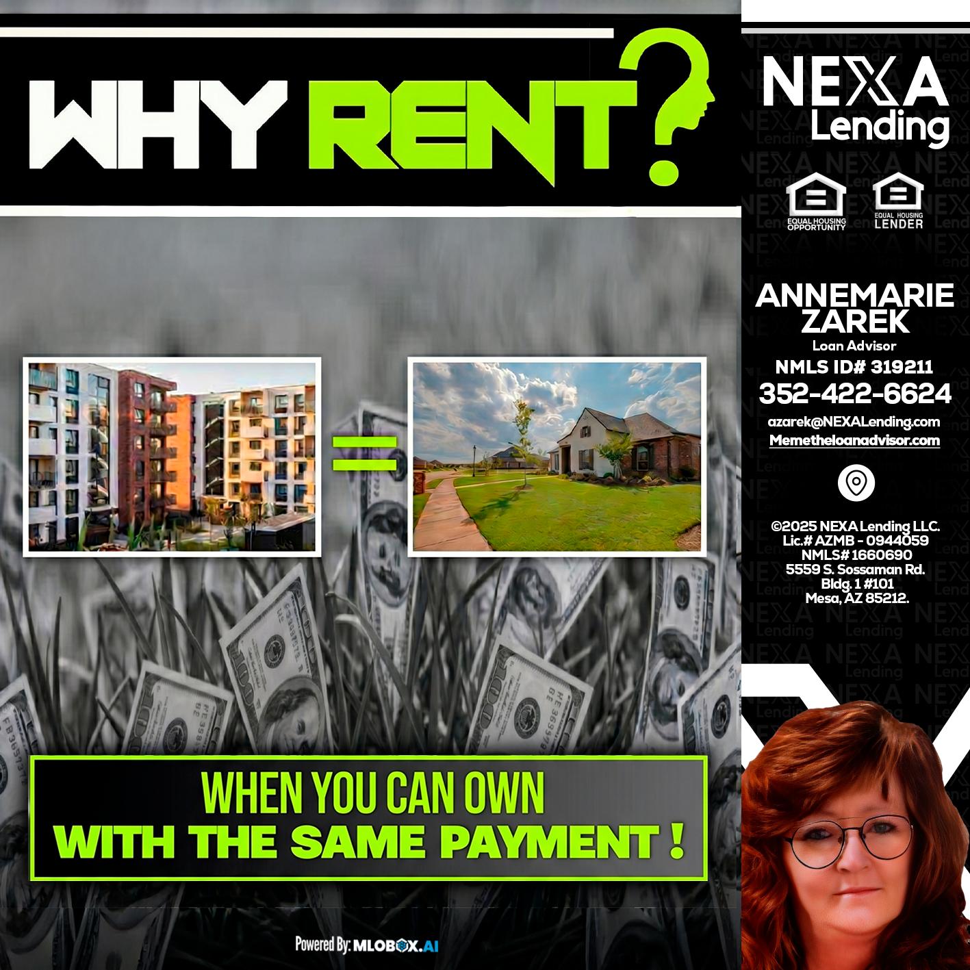 WHY RENT? - AnneMarie Zarek -Mortgage Loan Originator