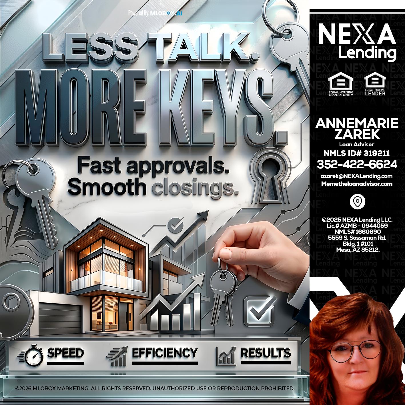 LESS TALK, MORE KEYS! - AnneMarie Zarek -Mortgage Loan Originator