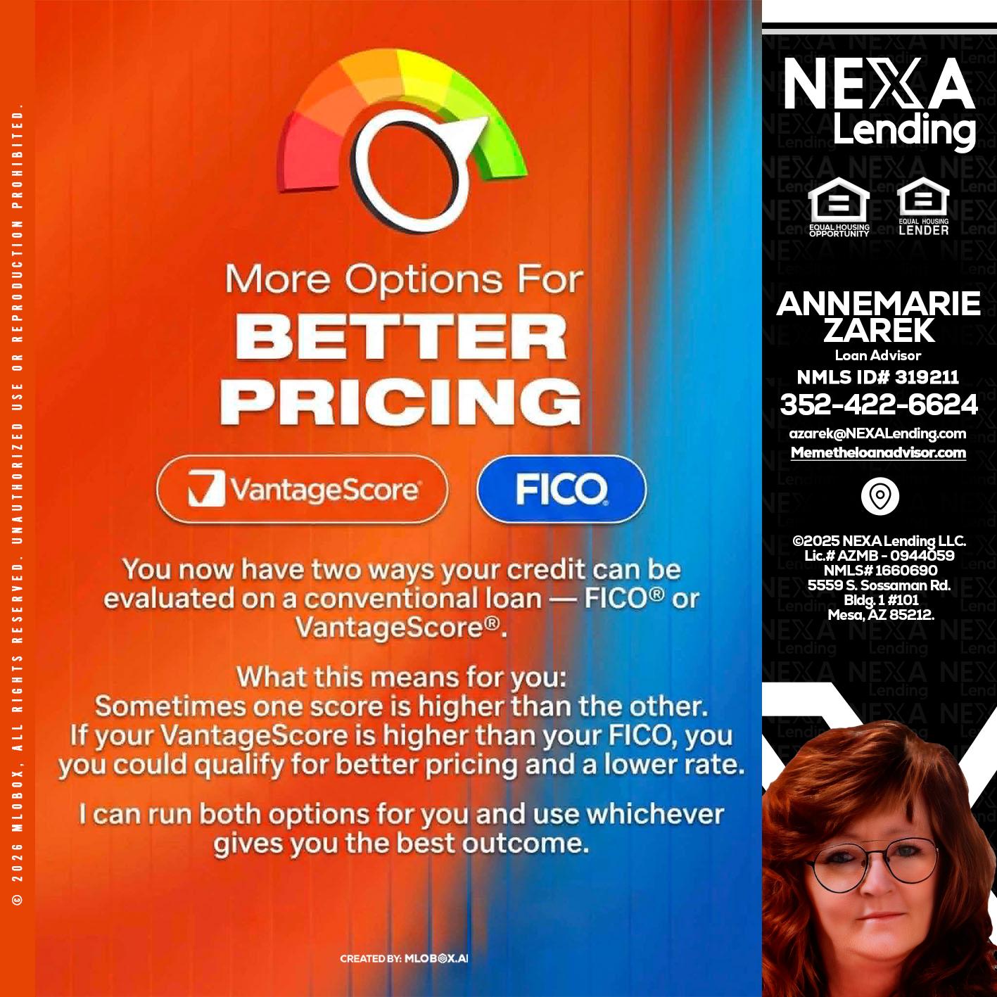 BETTER PRICING - AnneMarie Zarek -Mortgage Loan Originator