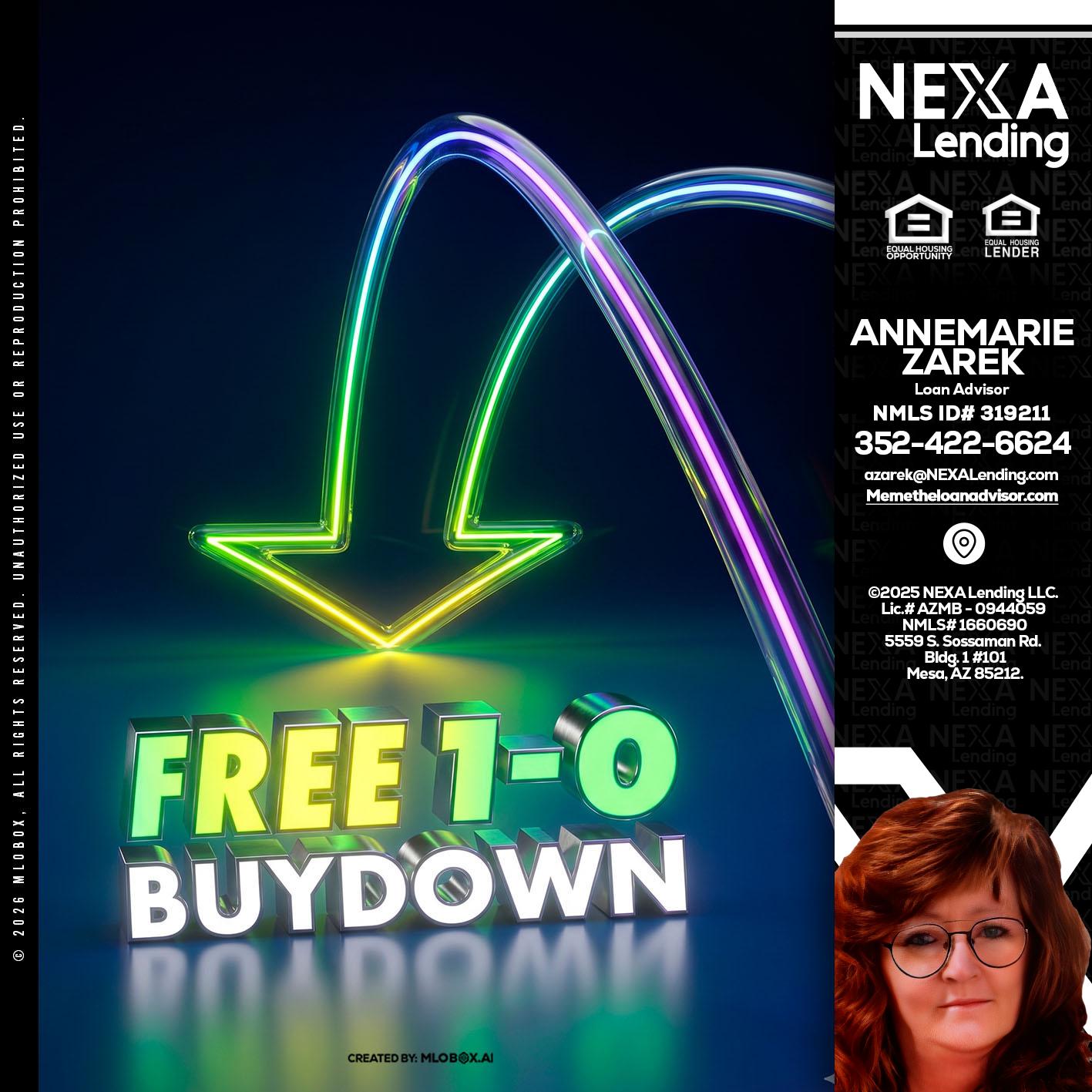 FREE 1-0 BUYDOWN - AnneMarie Zarek -Mortgage Loan Originator