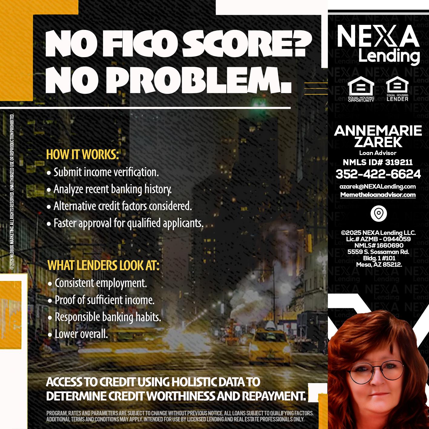NO FICO SCORE? - AnneMarie Zarek -Mortgage Loan Originator