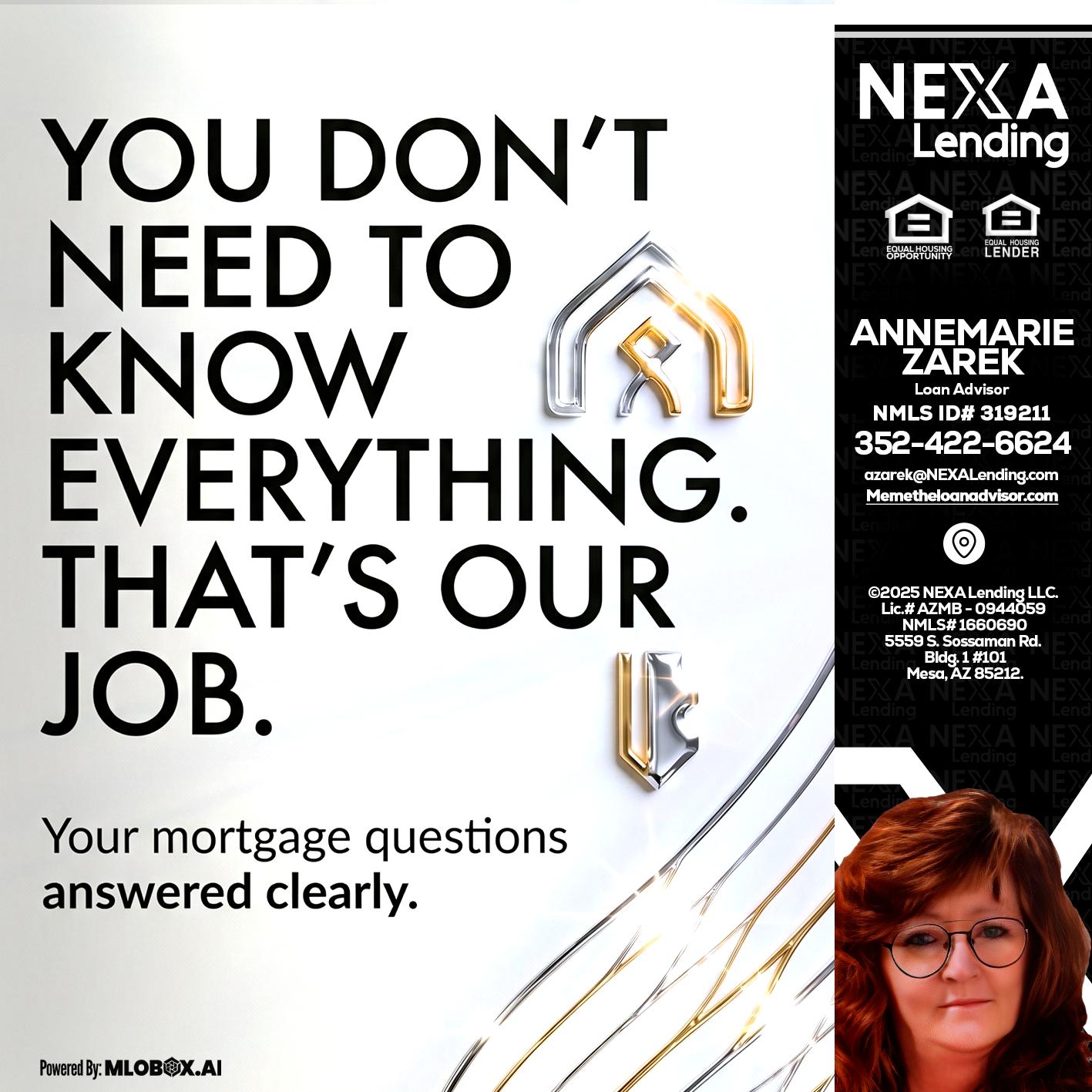 THAT IS OUR JOB - AnneMarie Zarek -Mortgage Loan Originator