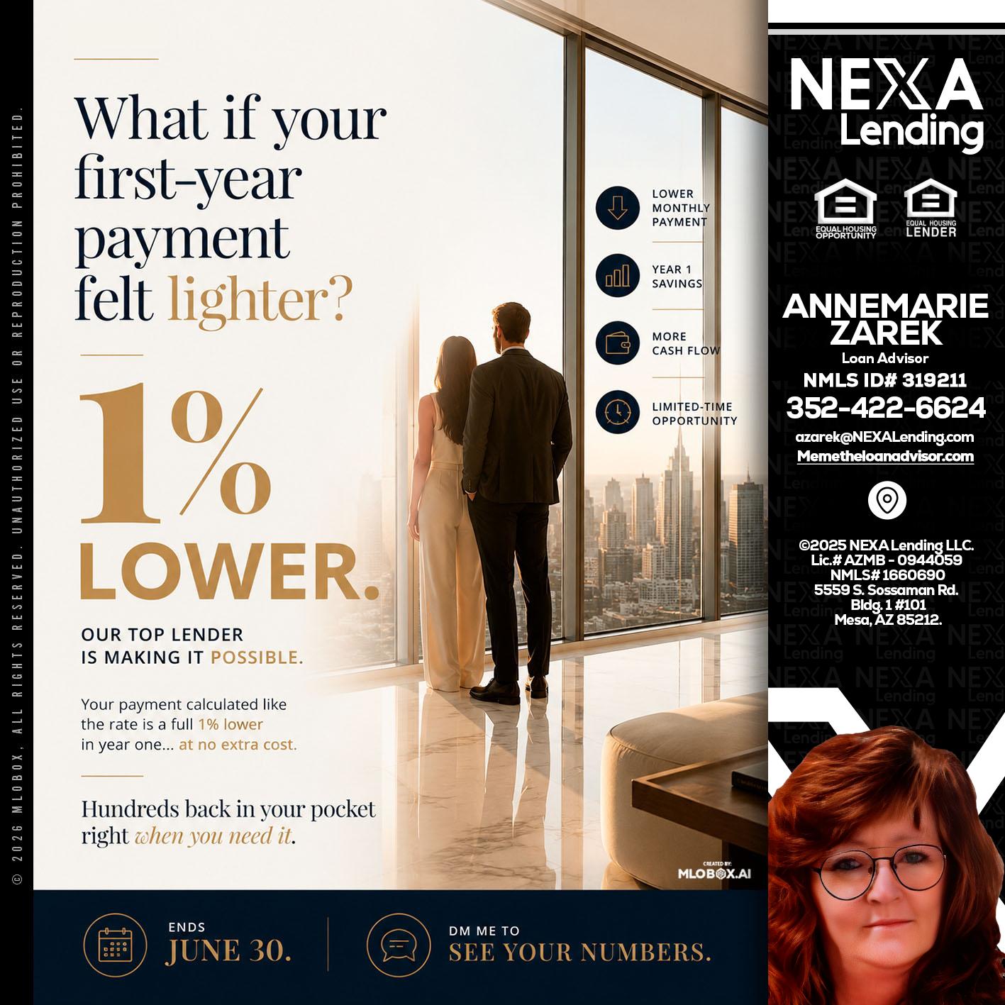 1% lower - AnneMarie Zarek -Mortgage Loan Originator