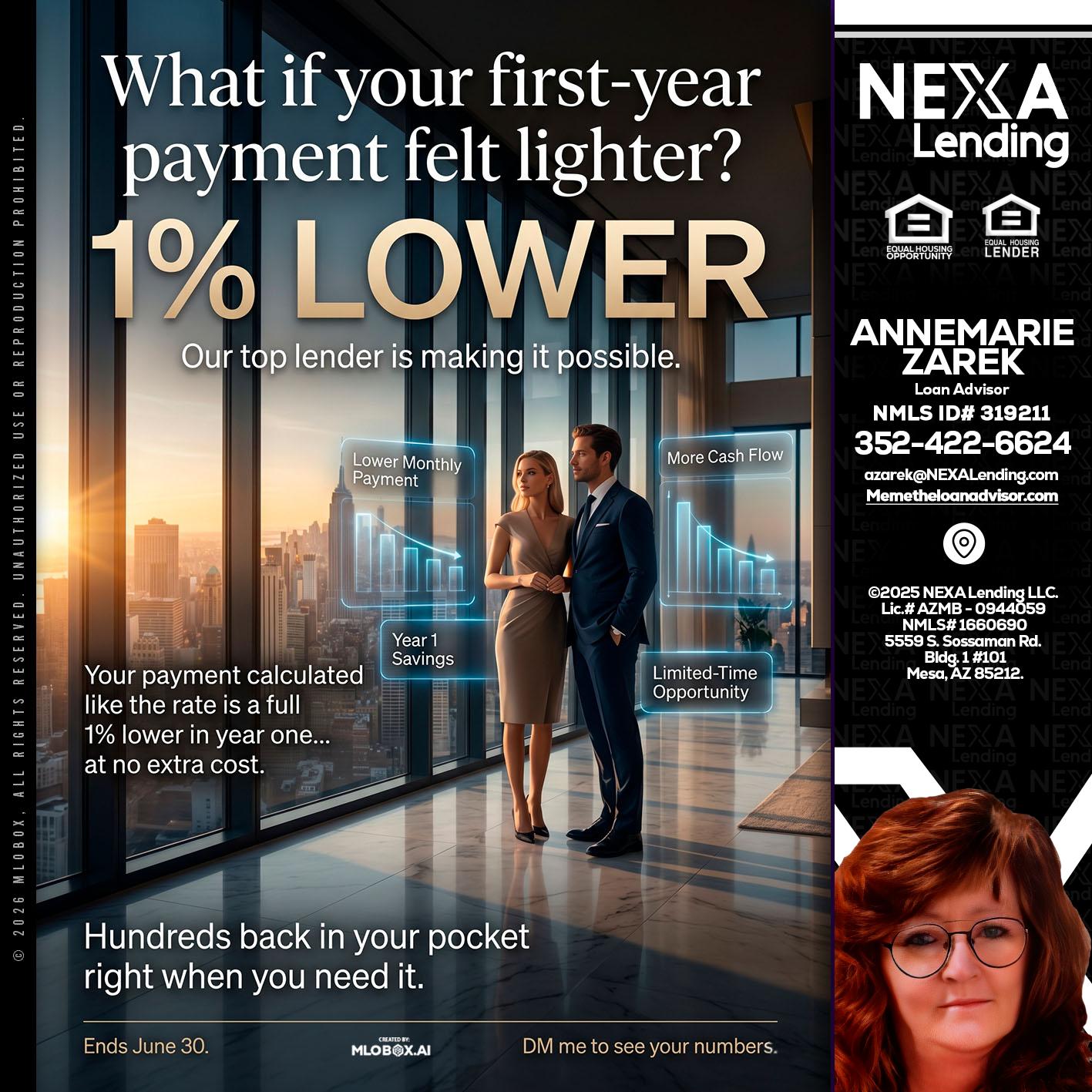 1% LOWER - AnneMarie Zarek -Mortgage Loan Originator