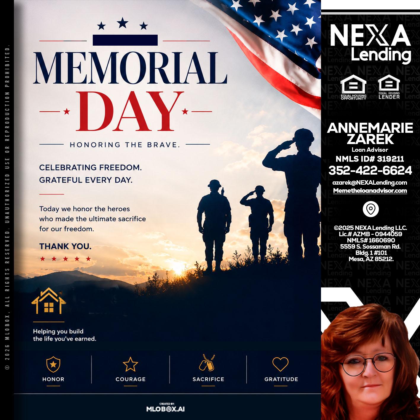 MEMORIAL DAY - AnneMarie Zarek -Mortgage Loan Originator