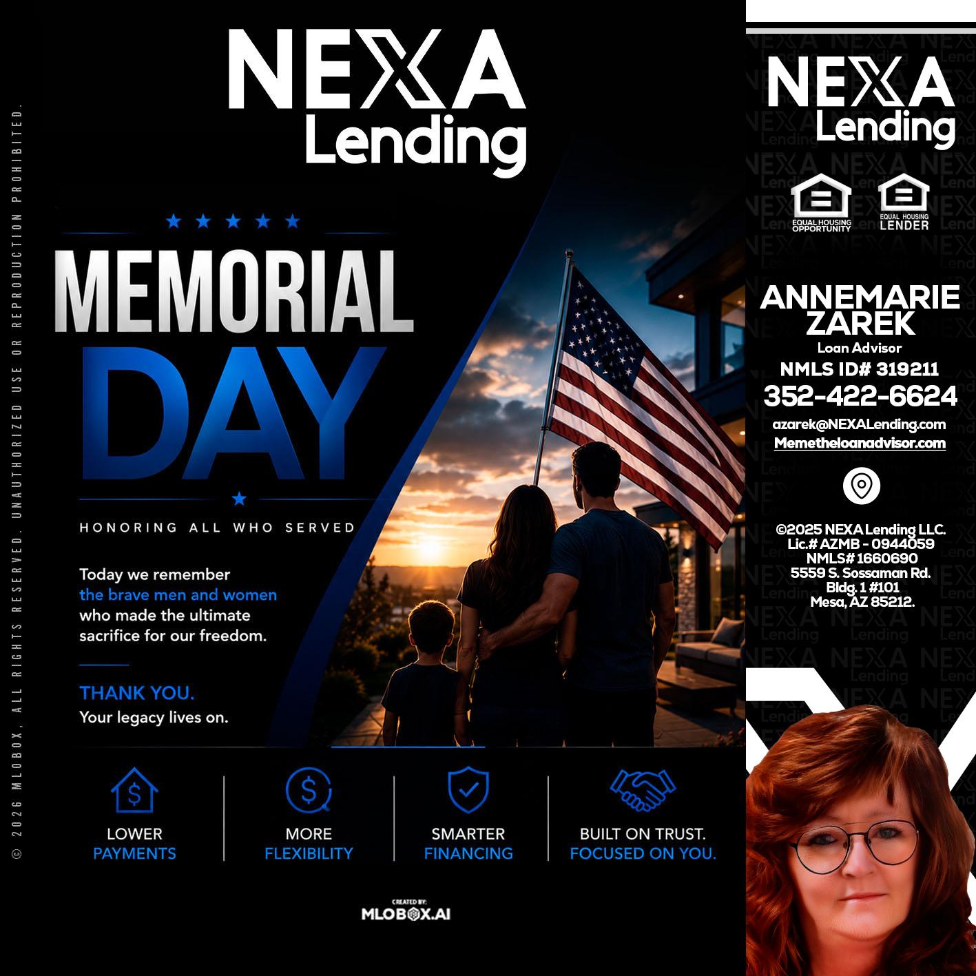MEMORIAL DAY - AnneMarie Zarek -Mortgage Loan Originator