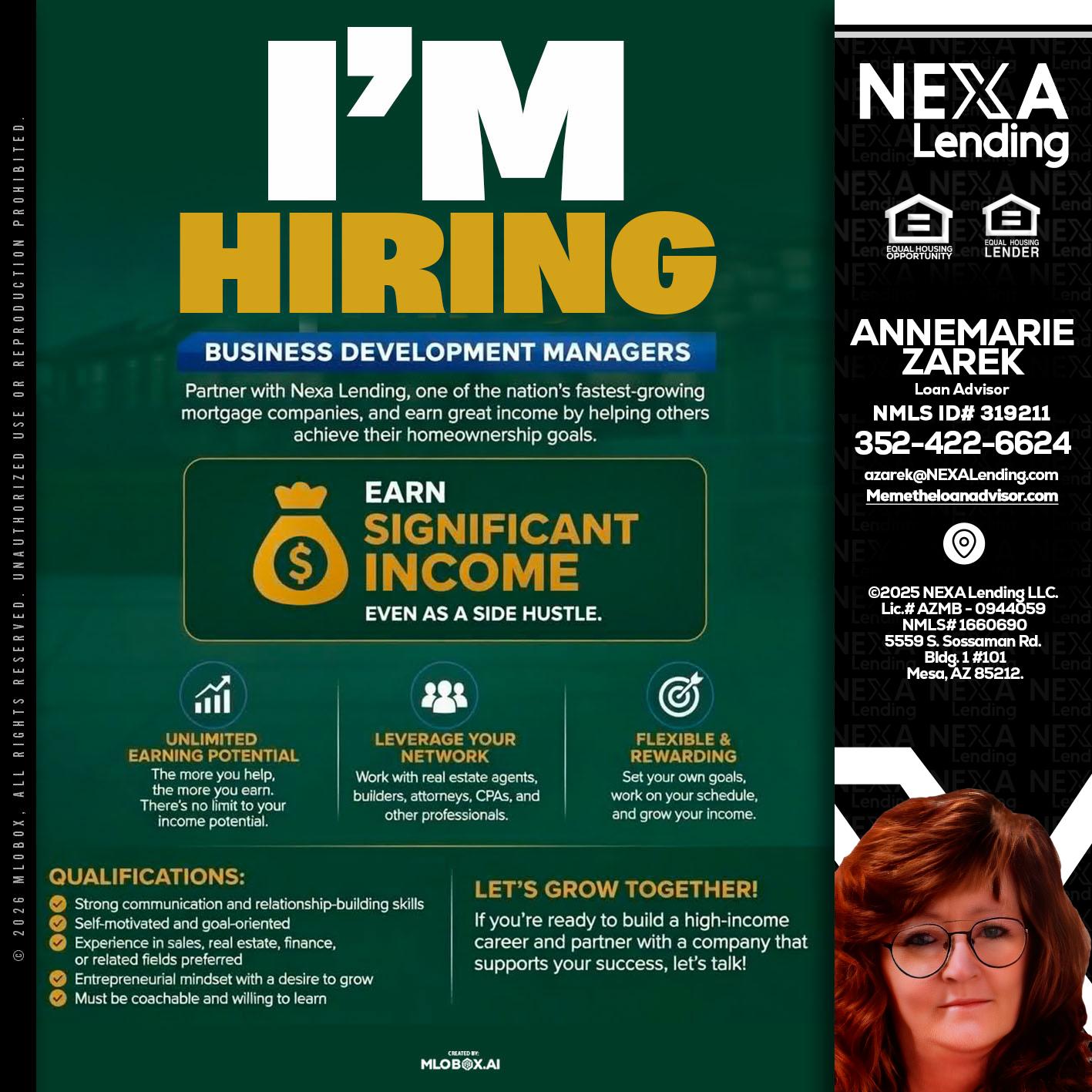 IM HIRING - AnneMarie Zarek -Mortgage Loan Originator