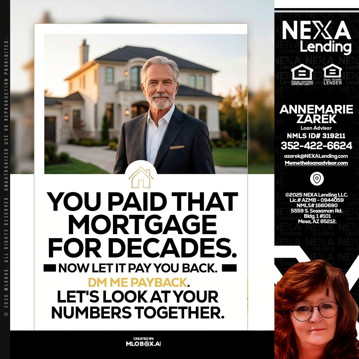 YOU PAID THAT MORTGAGE - AnneMarie Zarek -Mortgage Loan Originator