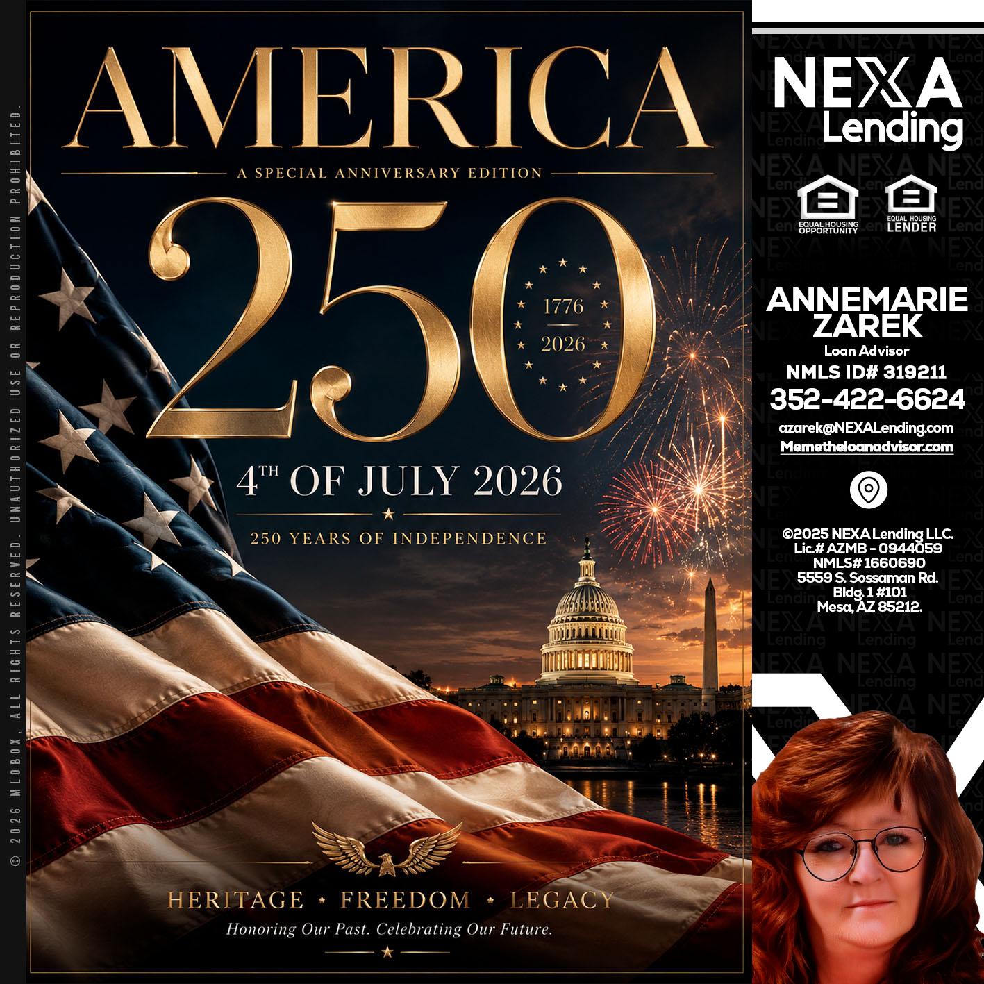 AMERICA 250 TH - AnneMarie Zarek -Mortgage Loan Originator