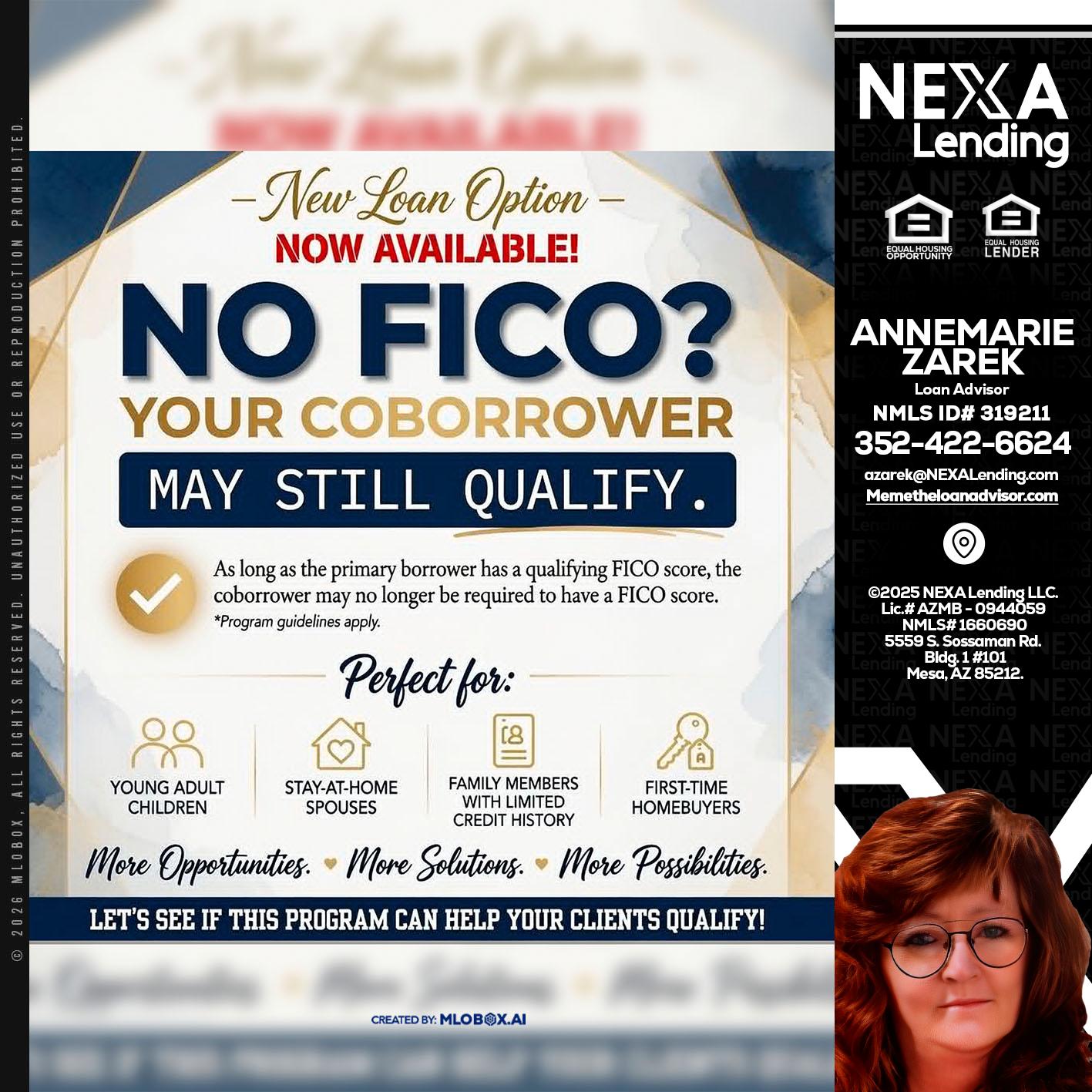 NO FICO? - AnneMarie Zarek -Mortgage Loan Originator