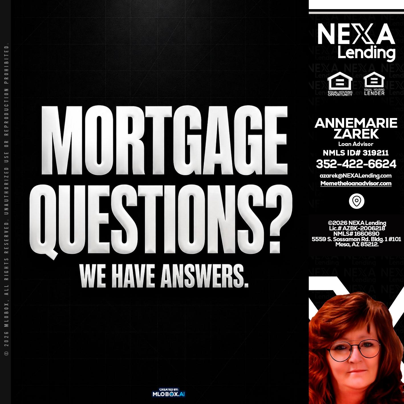 MORTGAGE QUESTION? - AnneMarie Zarek -Mortgage Loan Originator