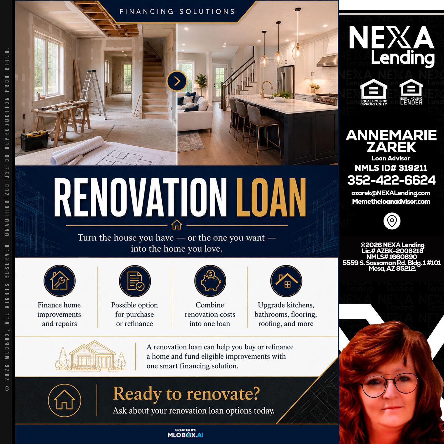RENOVATION LOAN - AnneMarie Zarek -Mortgage Loan Originator