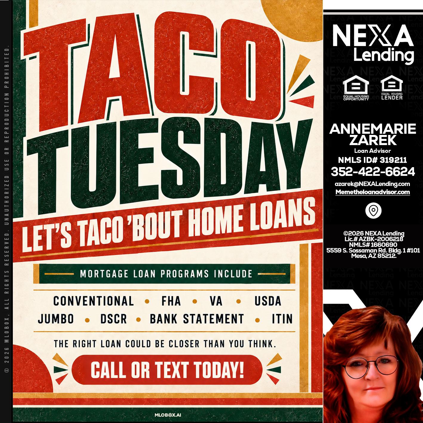 TACO TUESDAY - AnneMarie Zarek -Mortgage Loan Originator