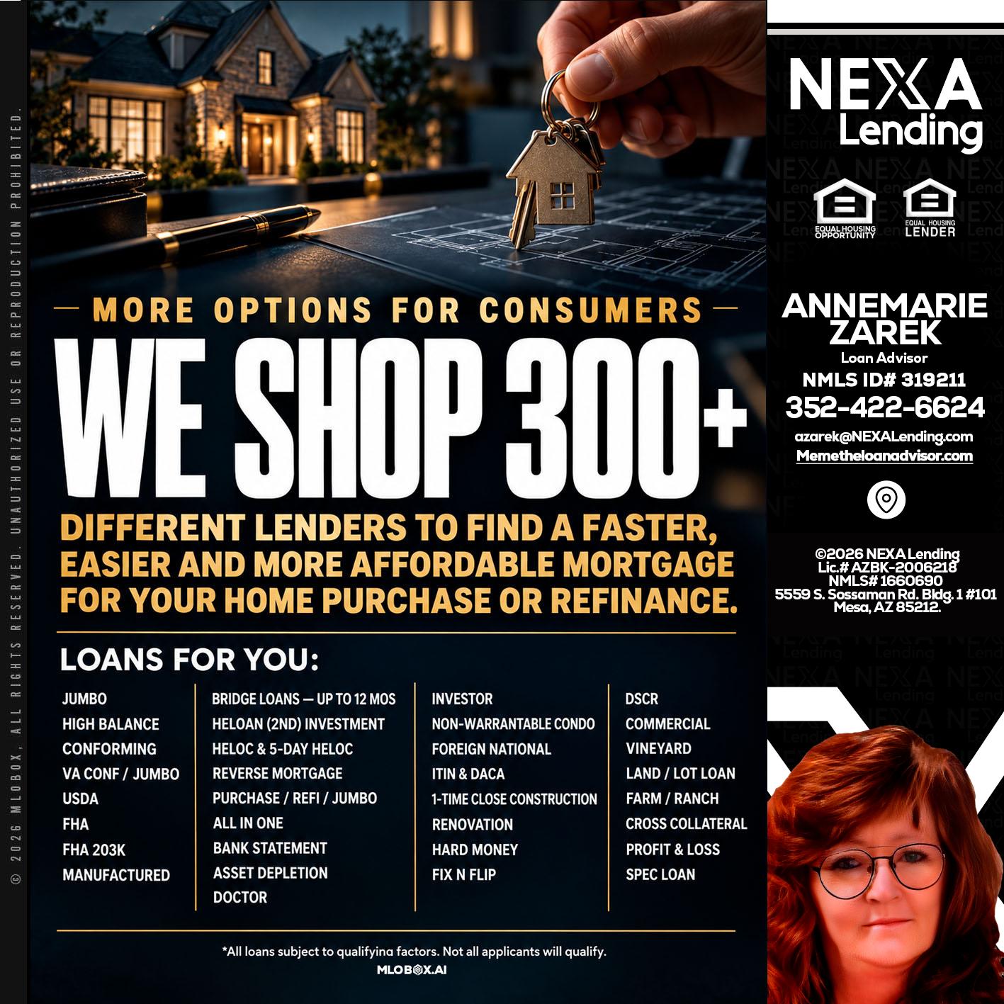 WE SHOP 300+ - AnneMarie Zarek -Mortgage Loan Originator